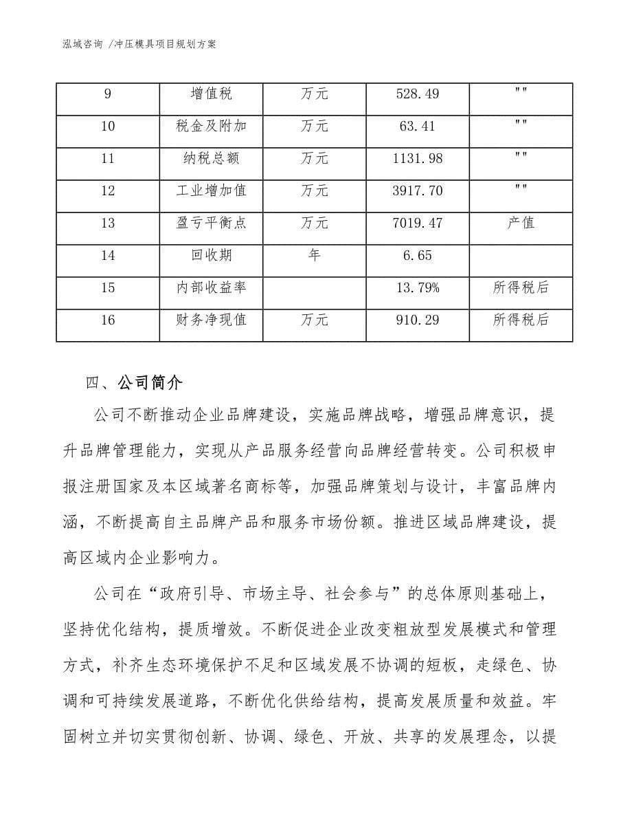 冲压模具项目规划方案_参考范文_第5页