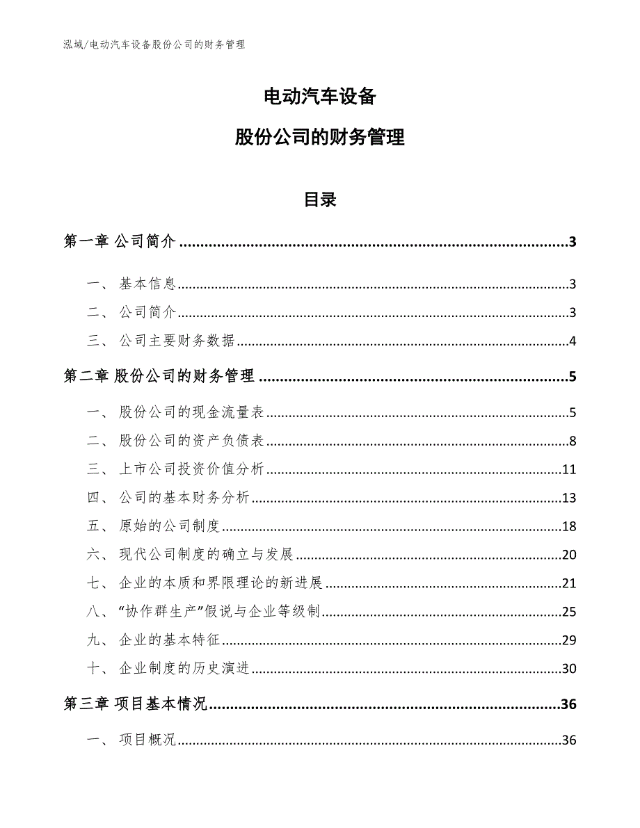 电动汽车设备股份公司的财务管理（参考）_第1页