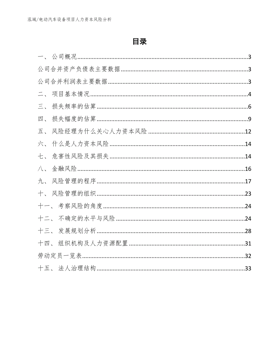 电动汽车设备项目人力资本风险分析（范文）_第2页