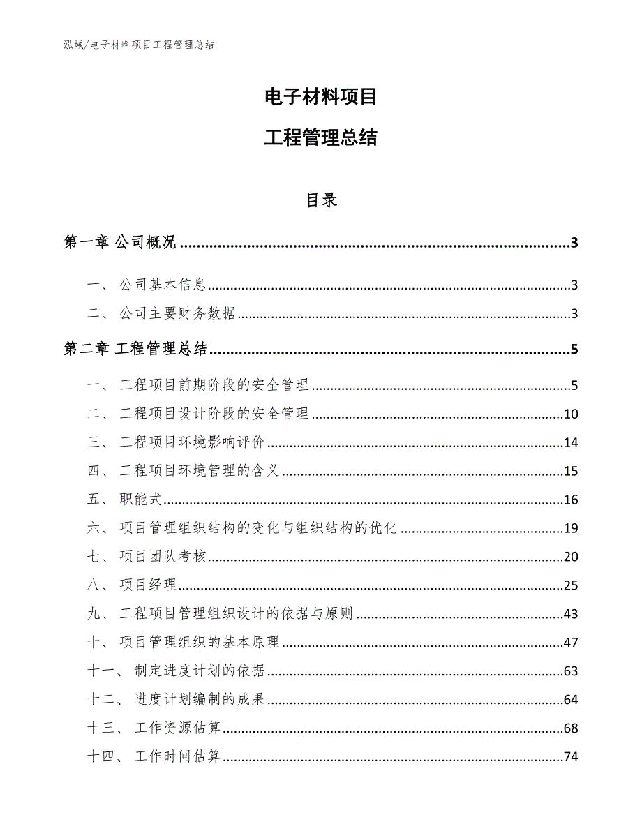 电子材料项目工程管理总结【参考】_第1页