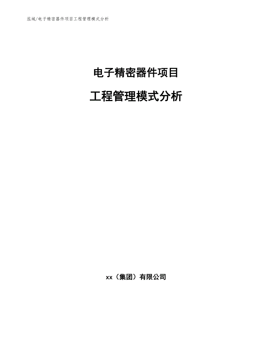 电子精密器件项目工程管理模式分析（参考）_第1页