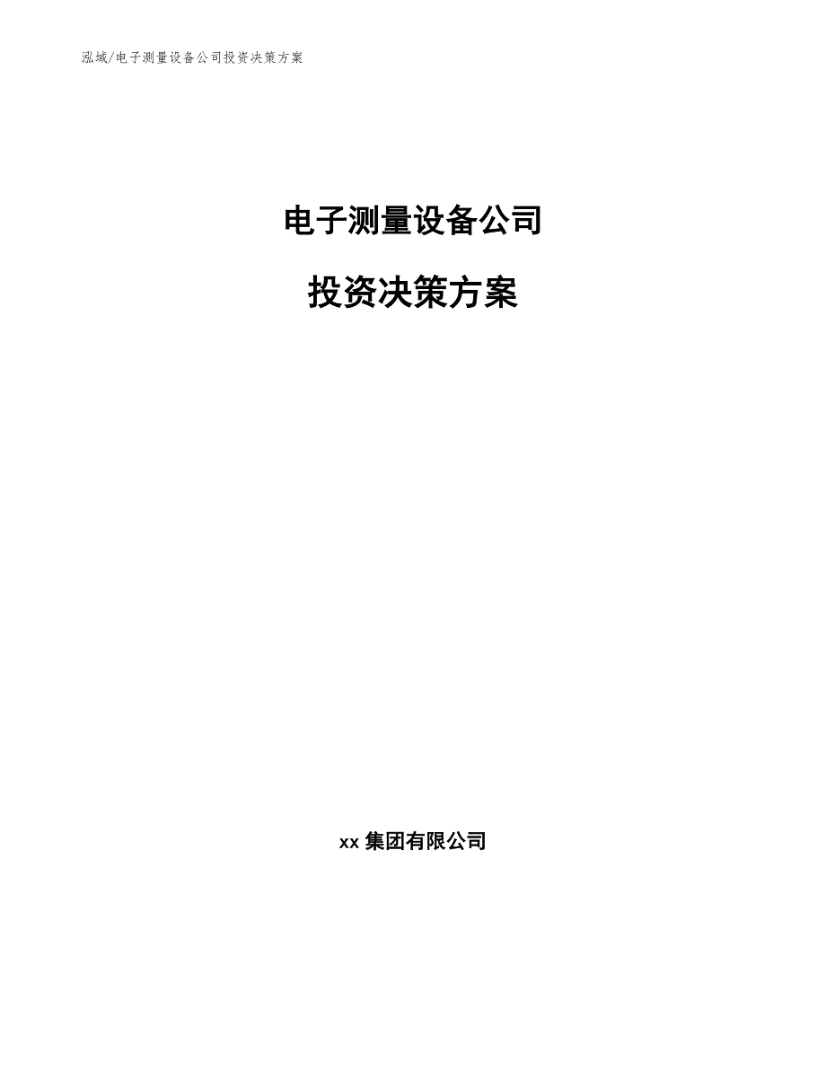 电子测量设备公司投资决策方案【参考】_第1页