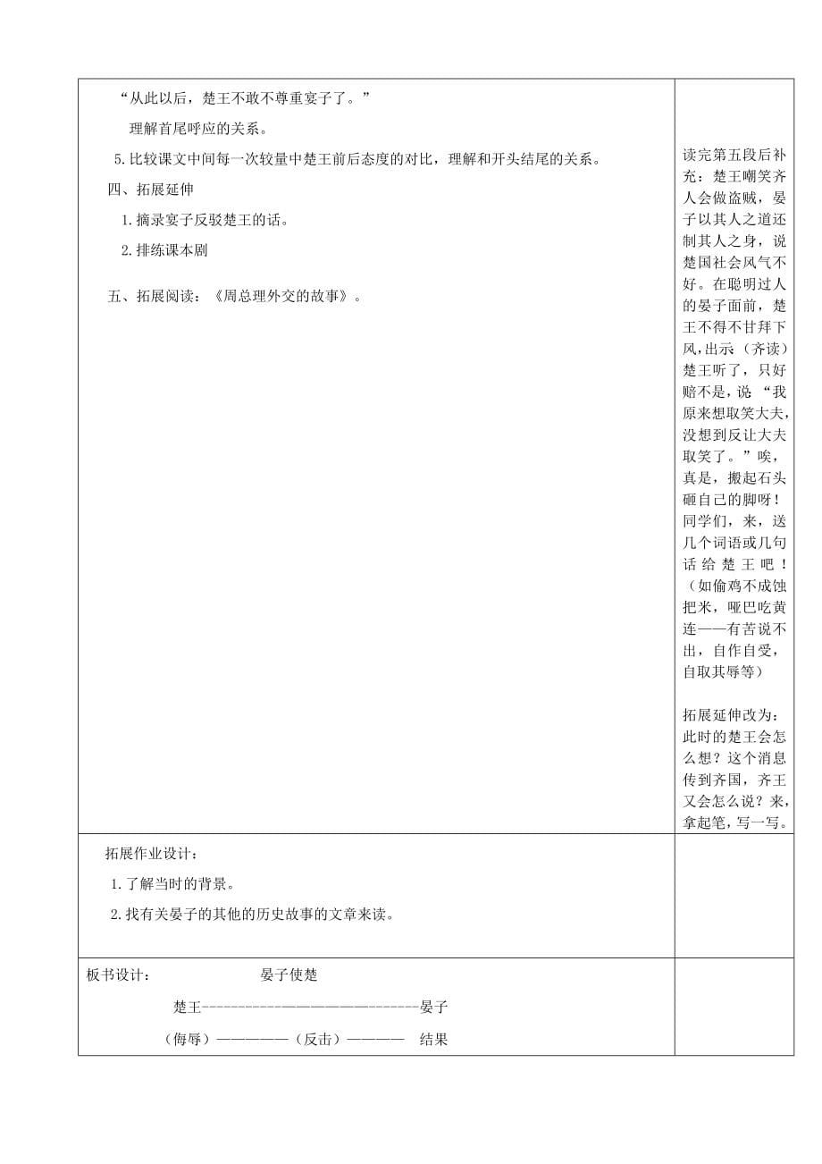 2022年五年级语文下册第三组11晏子使楚教案2新人教版_第5页