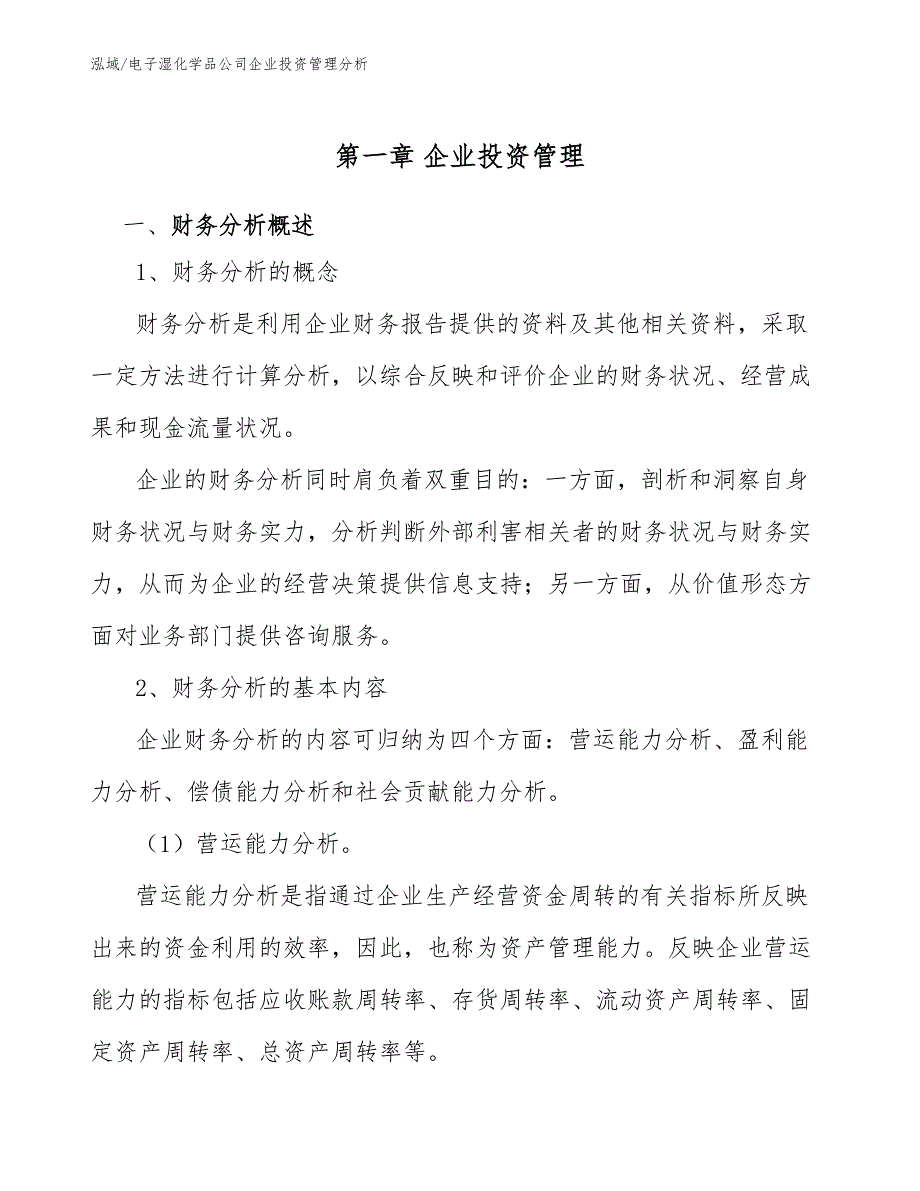 电子湿化学品公司企业投资管理分析（参考）_第3页