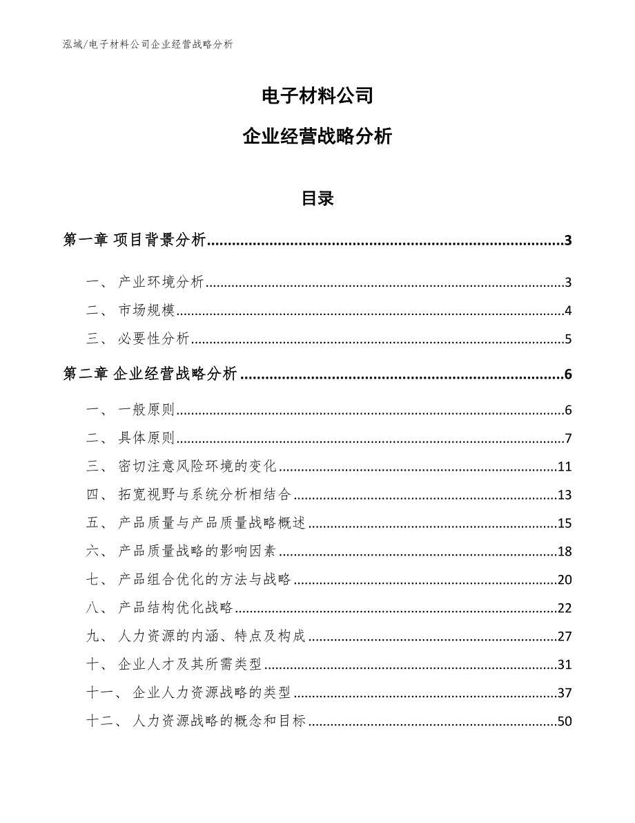 电子材料公司企业经营战略分析_第1页