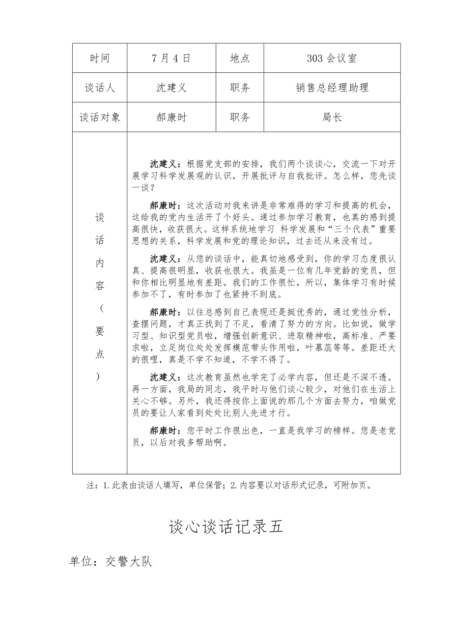 农行员工谈心谈话内容要点_第4页