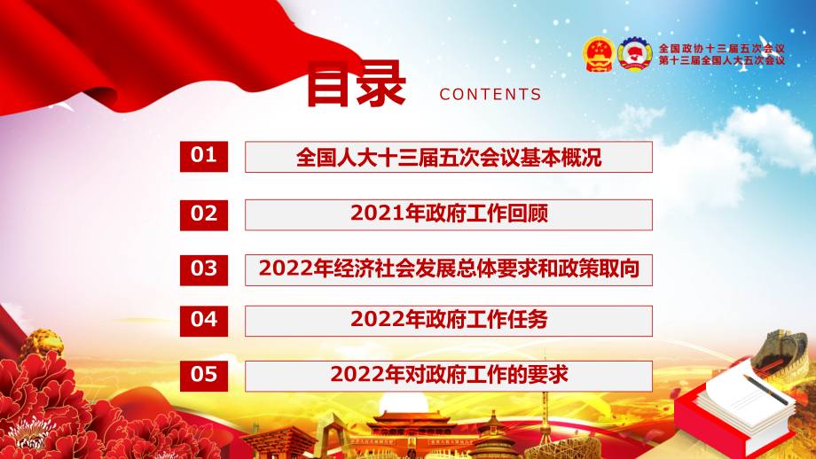 红色大气全文解读2022政府工作报告全文ppt专题模板党课实用完整素材PPT课件_第3页