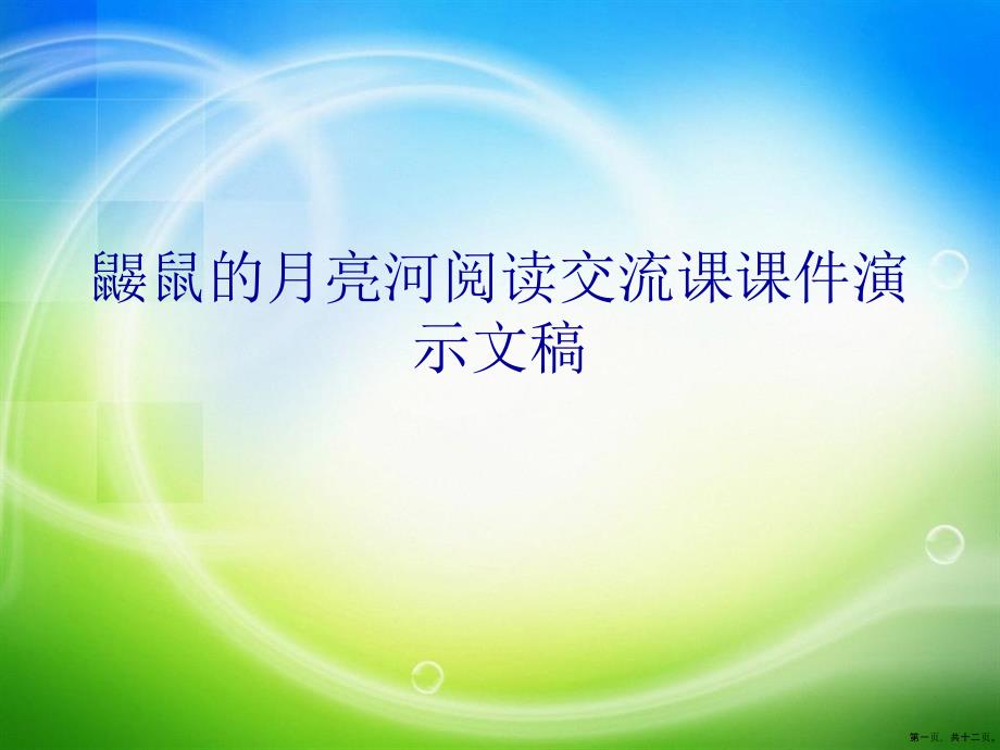 鼹鼠的月亮河阅读交流课课件_第1页