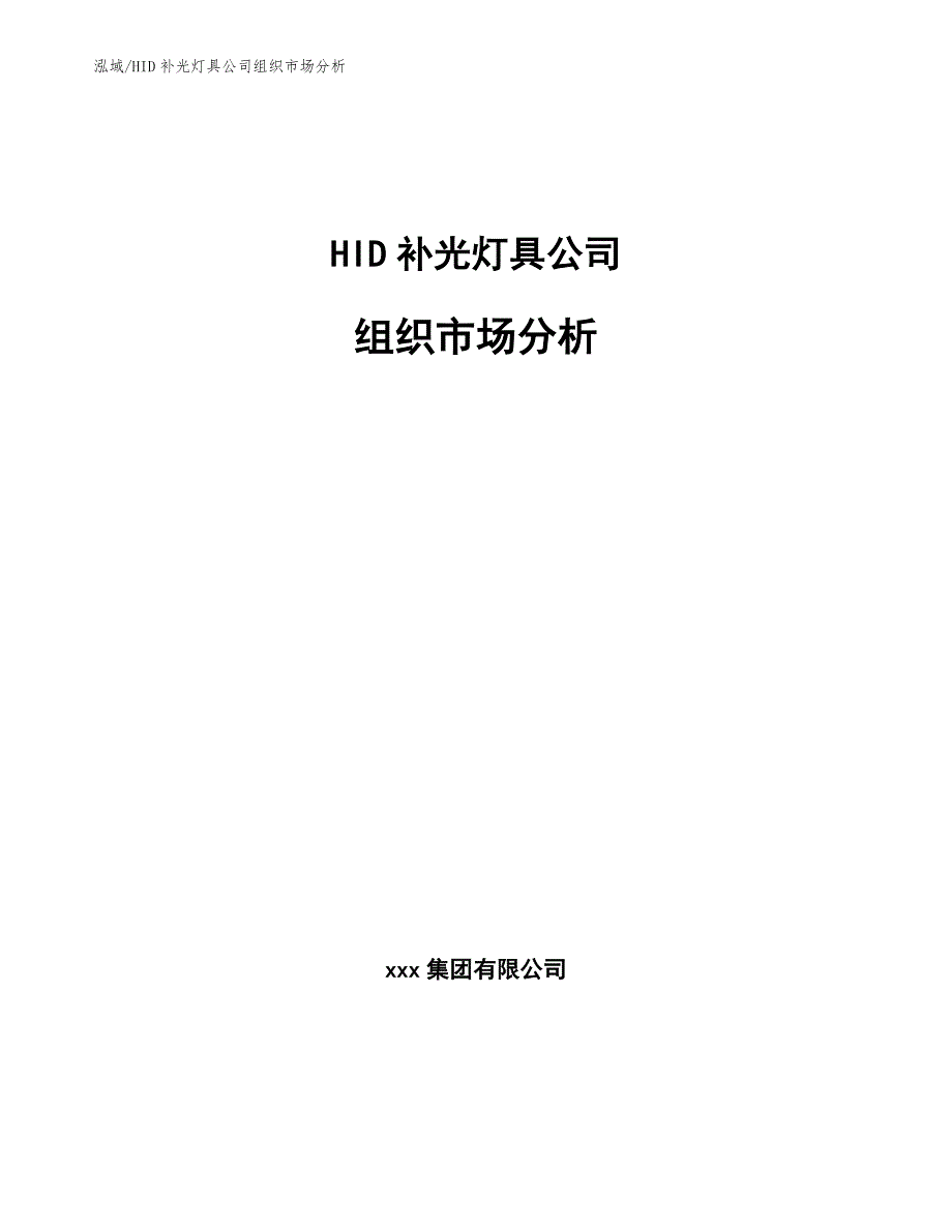 HID补光灯具公司组织市场分析_参考_第1页