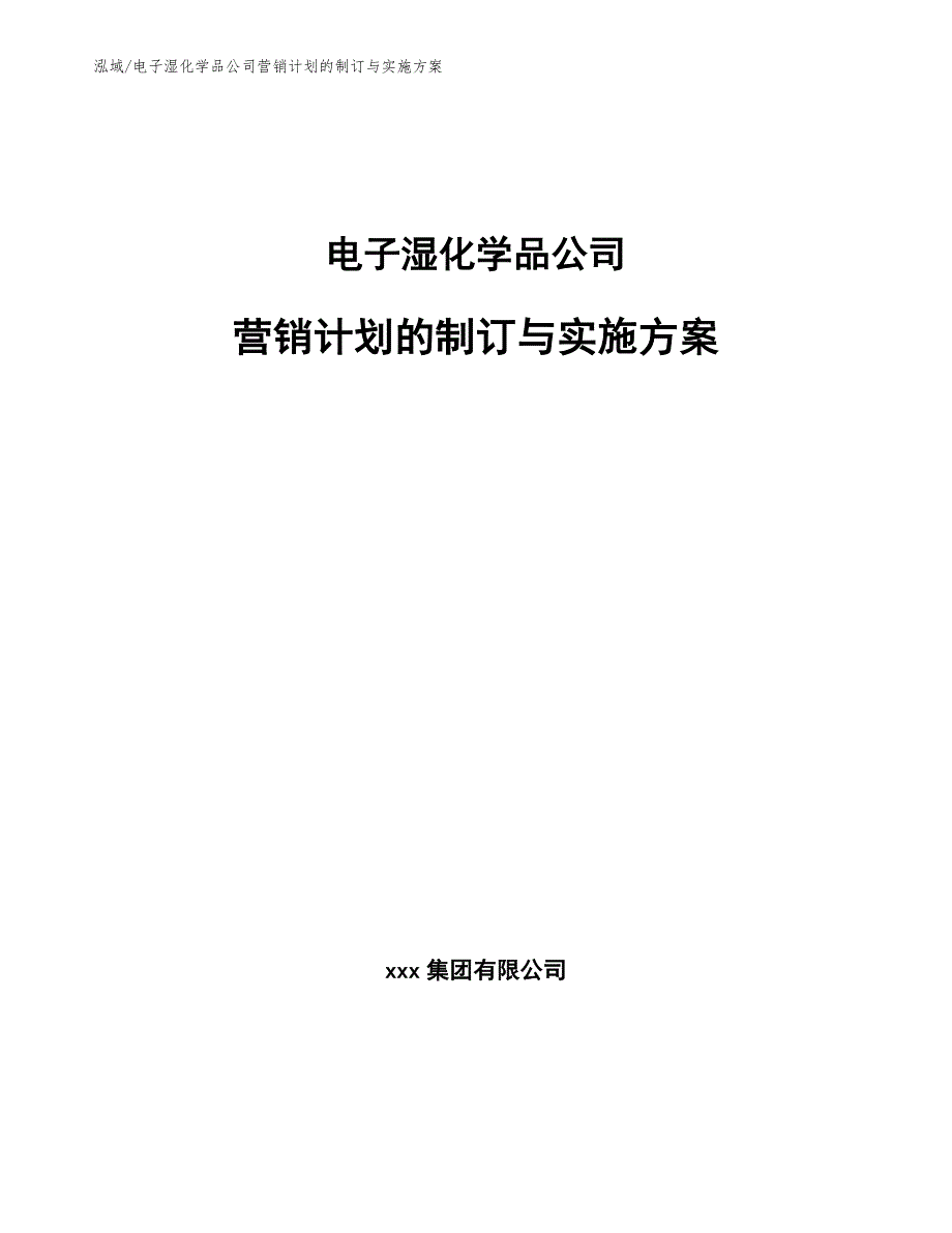 电子湿化学品公司营销计划的制订与实施方案_第1页