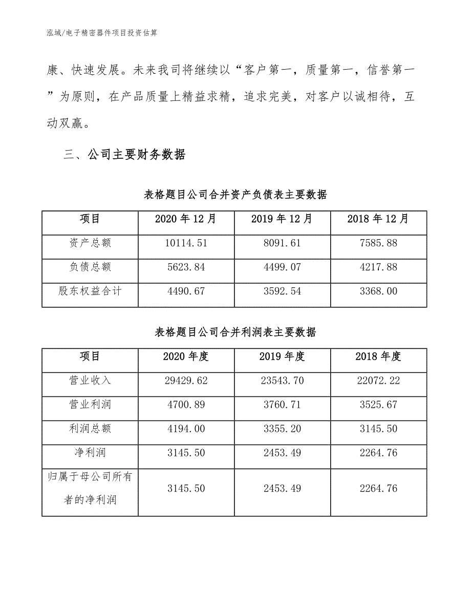 电子精密器件项目投资估算_第4页