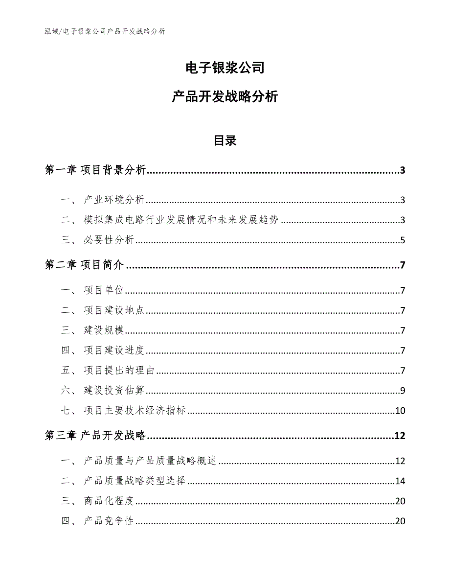 电子银浆公司产品开发战略分析【参考】_第1页