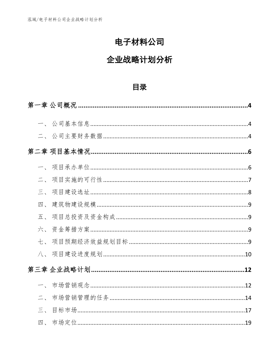 电子材料公司企业战略计划分析_参考_第1页