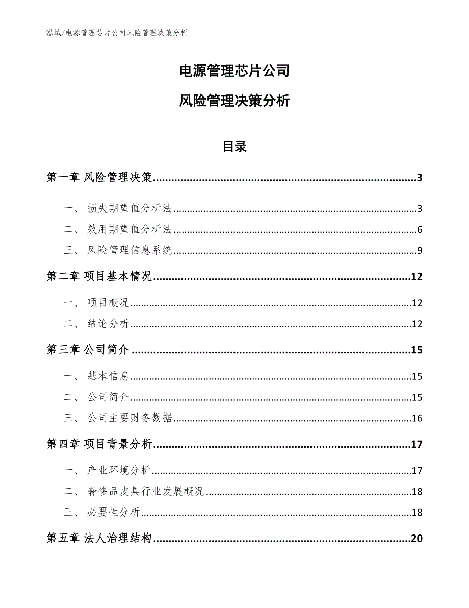 电源管理芯片公司风险管理决策分析_参考_第1页