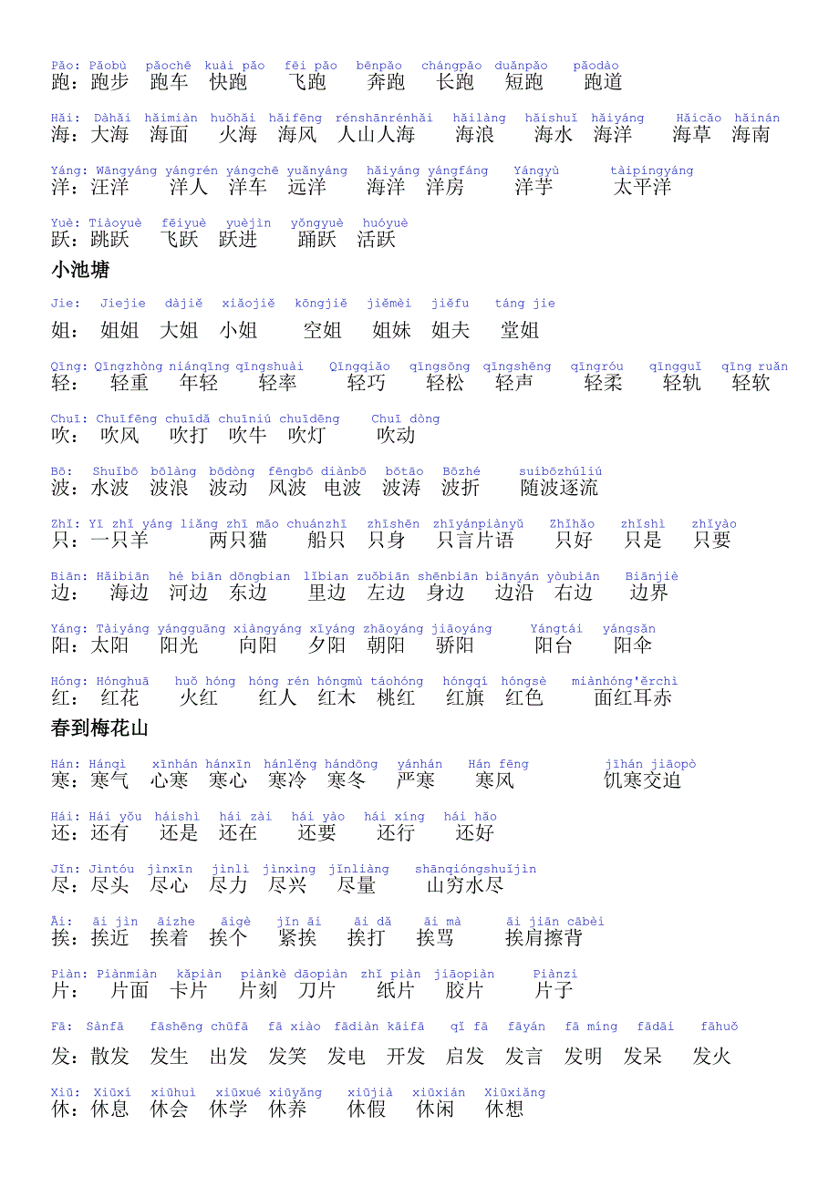 2022年苏教版小学一年级语文下册生字表组词(带拼音)_第4页