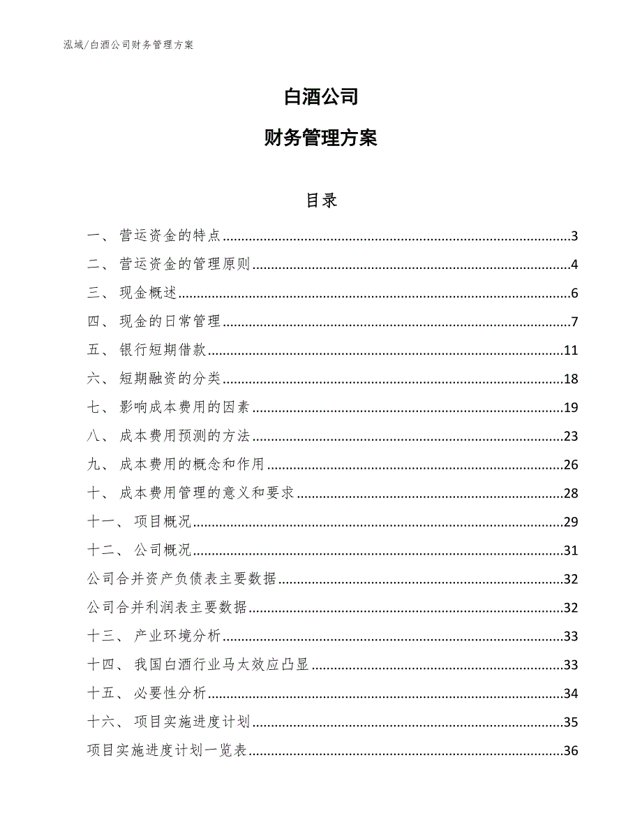 白酒公司财务管理方案_第1页