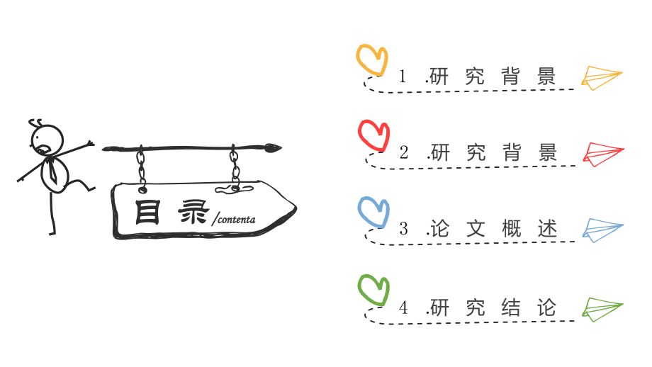 手绘卡通小人毕业论文答辩开题报告模板课件_第2页