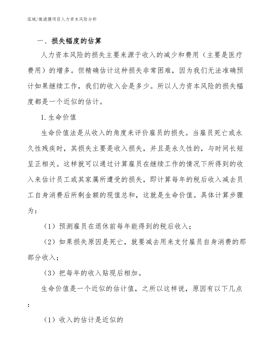 微滤膜项目人力资本风险分析【范文】_第3页