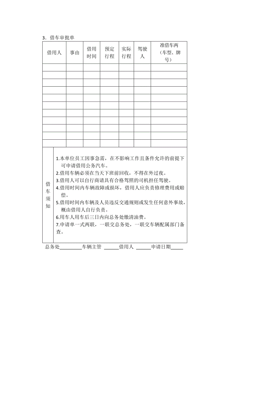 办公室管理制度企业车辆管理全套表格_第3页