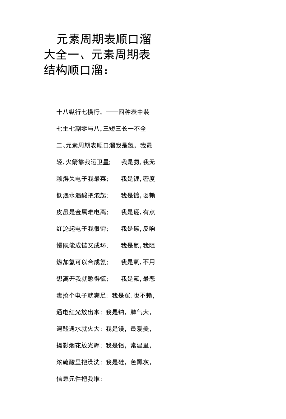 元素周期表顺口溜大全_第1页