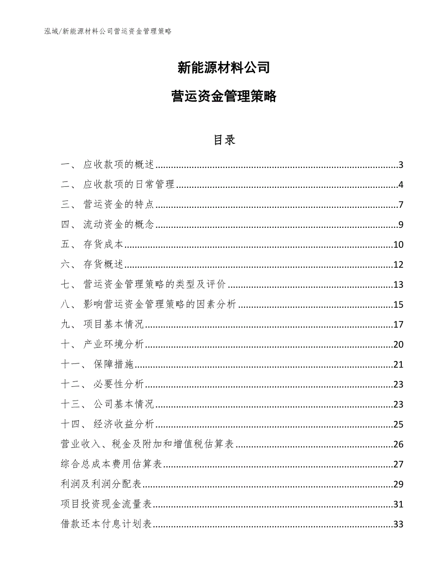 新能源材料公司营运资金管理策略_第1页