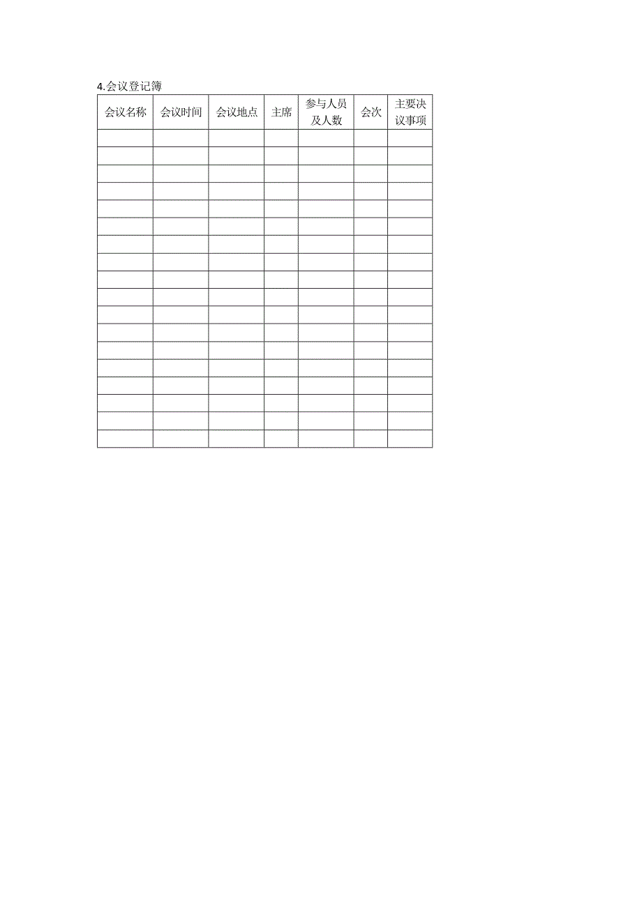 办公室管理制度会议管理表格_第4页