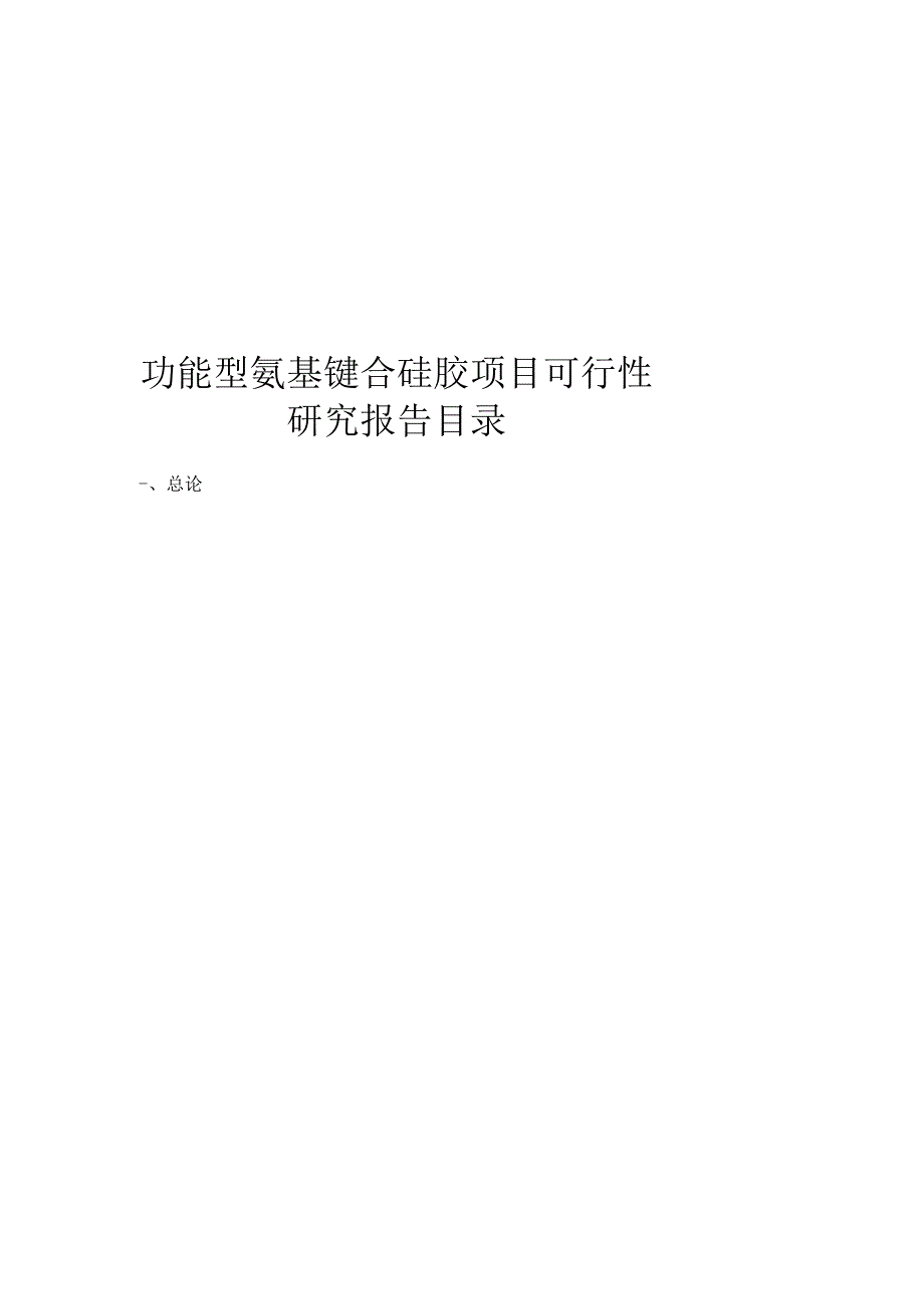 功能型氨基键合硅胶项目可行性研究报告_第1页