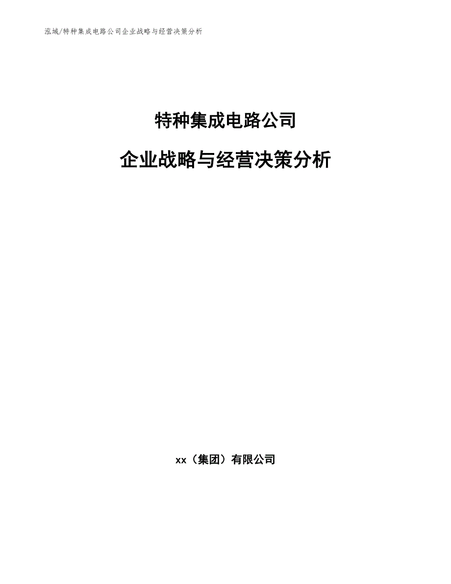 特种集成电路公司企业战略与经营决策分析（参考）_第1页