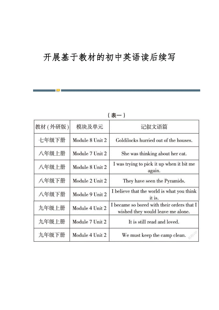开展基于教材的初中英语读后续写_第1页