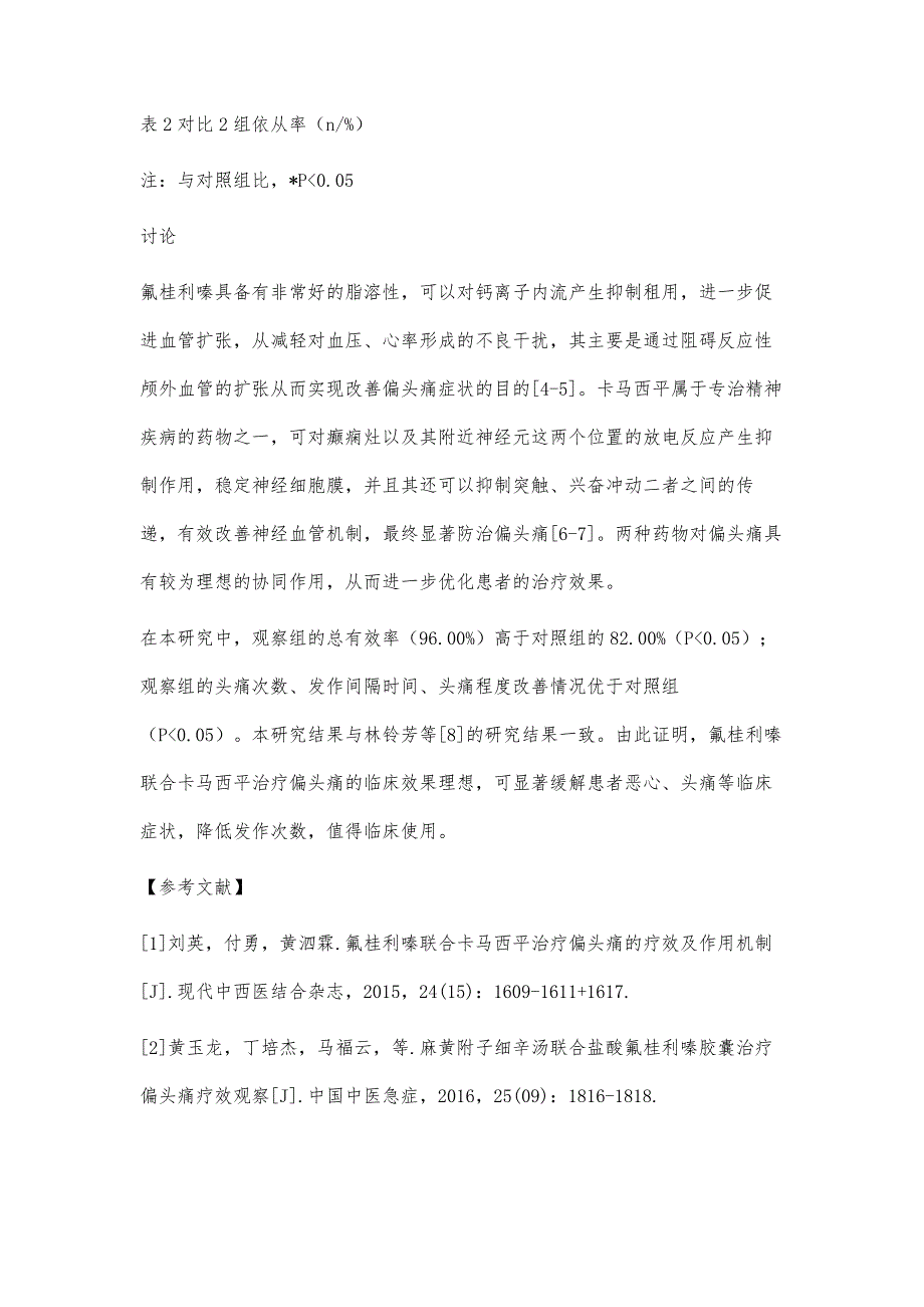 氟桂利嗪联合卡马西平治疗偏头痛的疗效观察_第4页