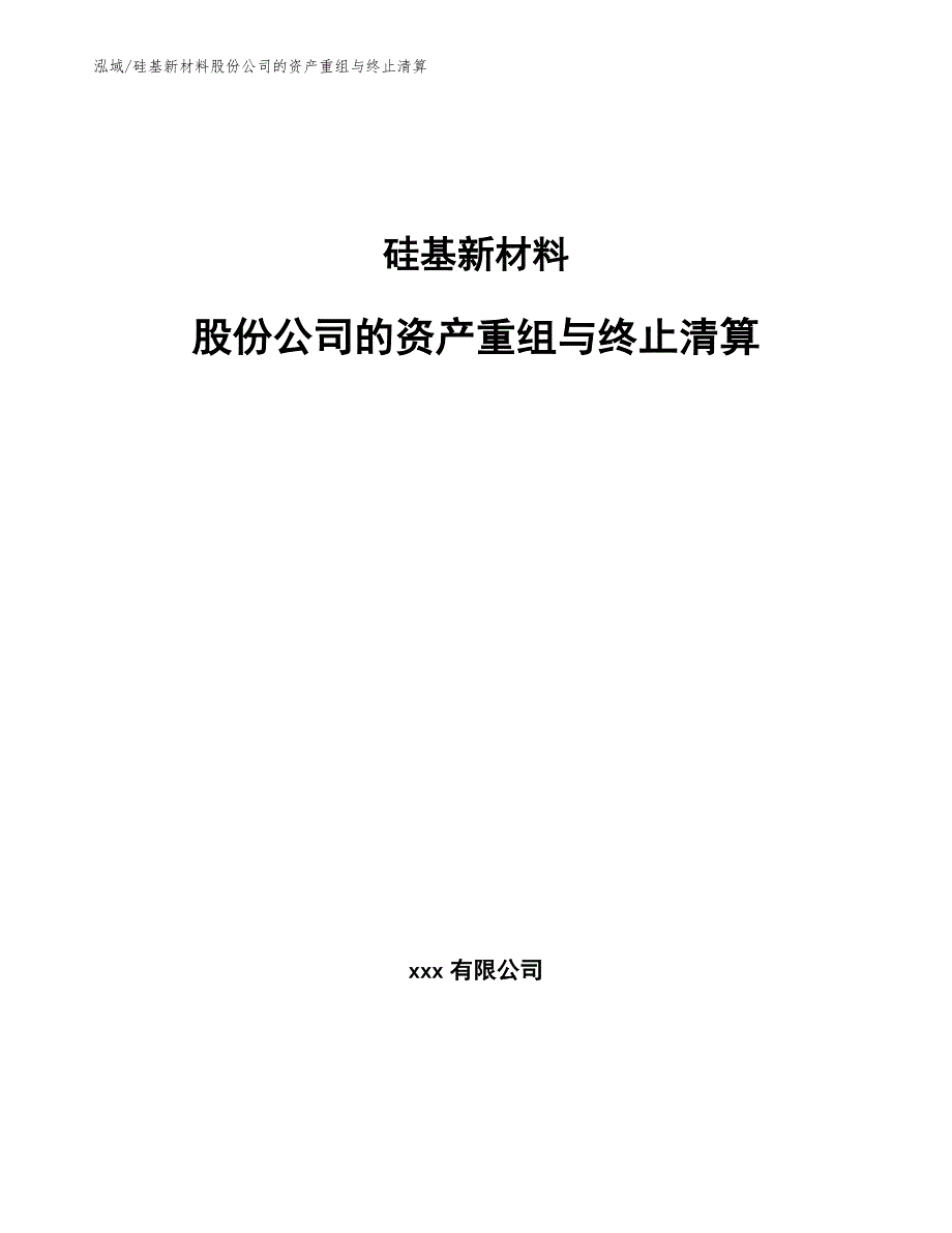 硅基新材料股份公司的资产重组与终止清算_第1页