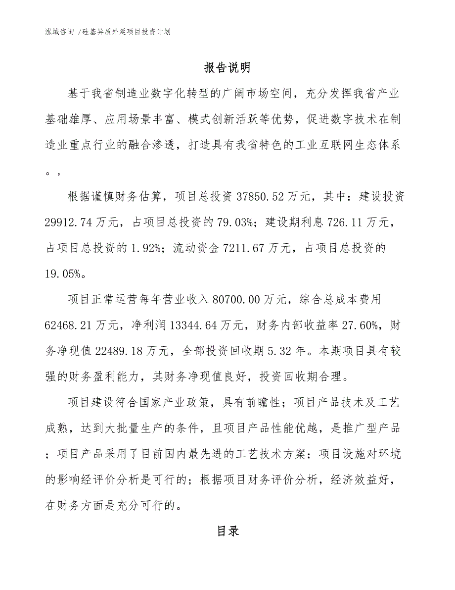 硅基异质外延项目投资计划_第1页