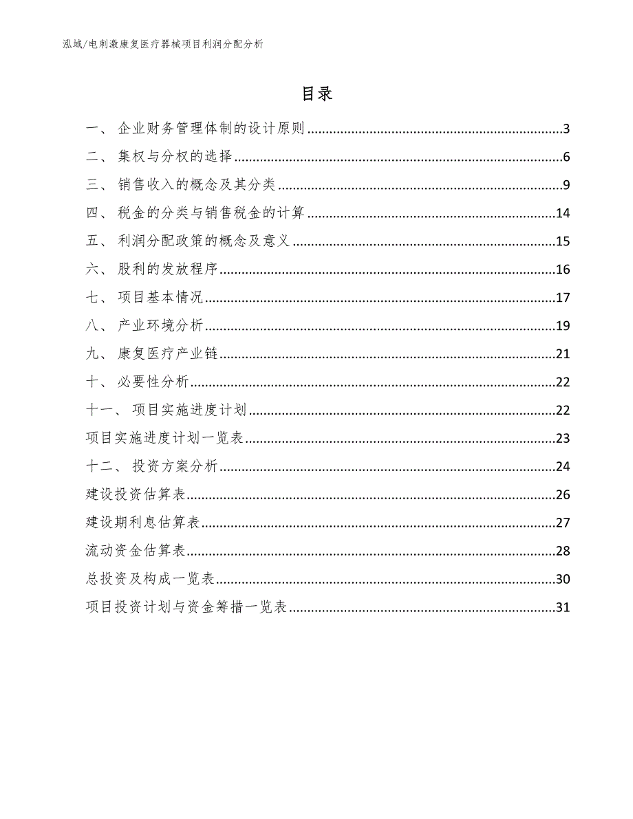 电刺激康复医疗器械项目利润分配分析（参考）_第2页