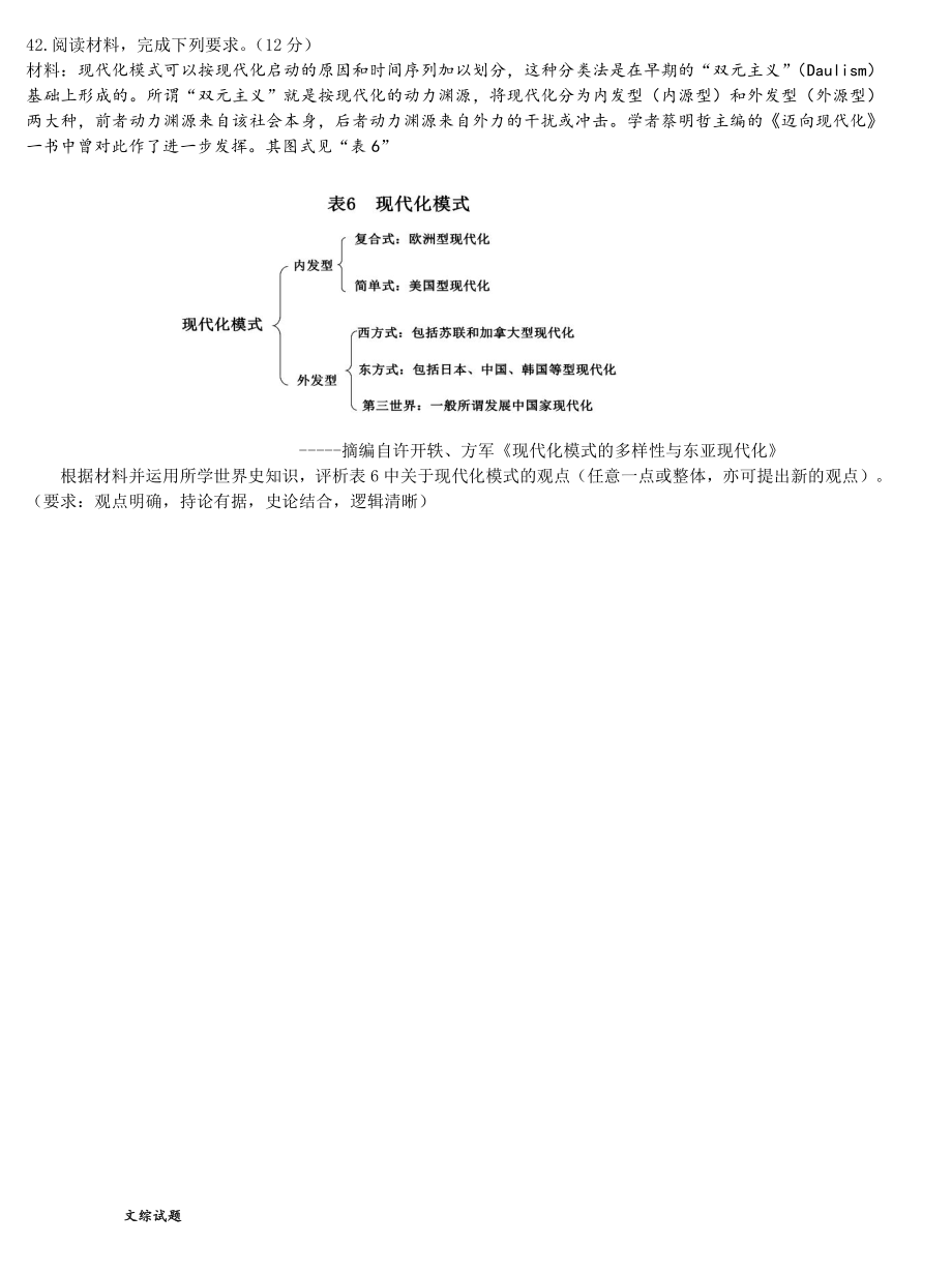 江西省重点中学盟校2021届高三历史第一次联考试题PDF_第4页