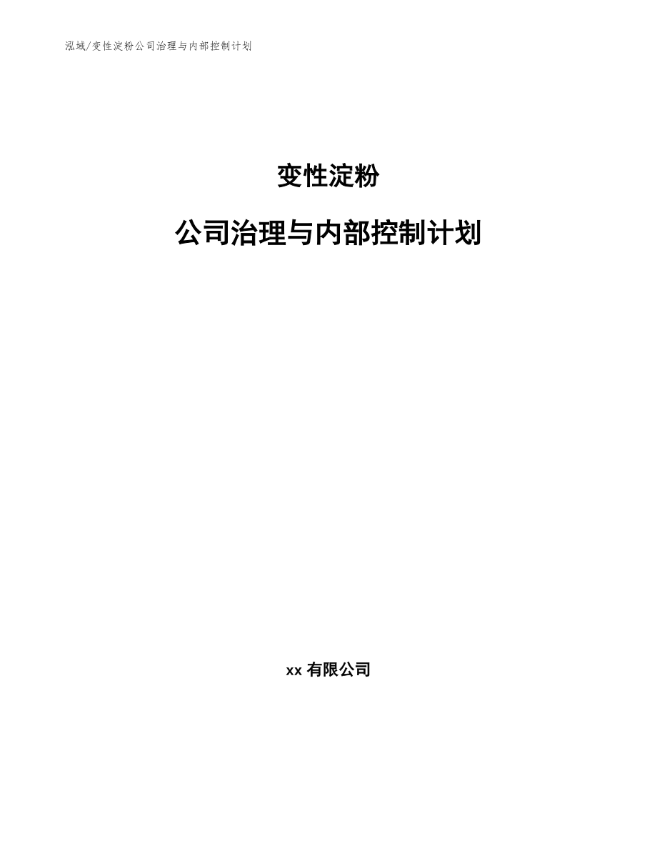 变性淀粉公司治理与内部控制计划_第1页