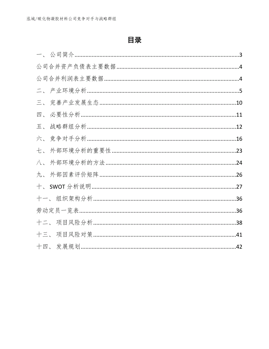 碳化物凝胶材料公司竞争对手与战略群组（范文）_第2页