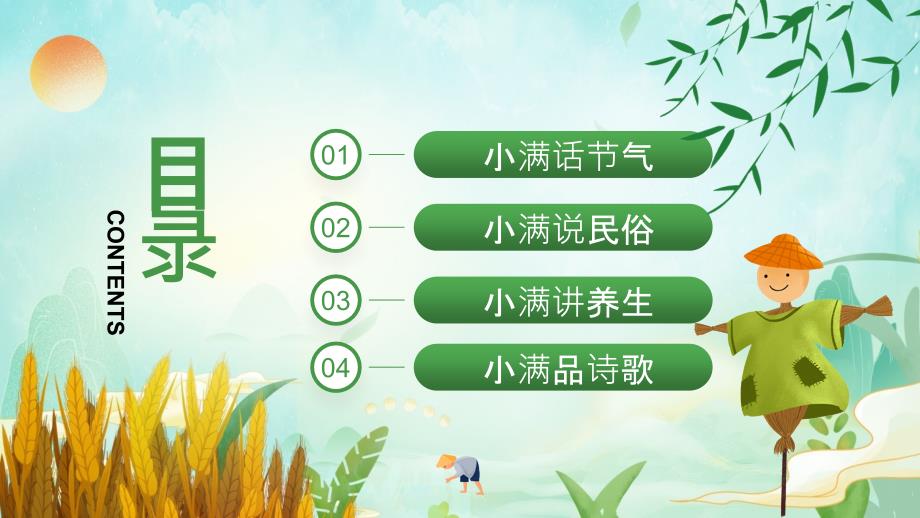 绿色卡通风中国传统二十四节气之小满PPT模板_第2页