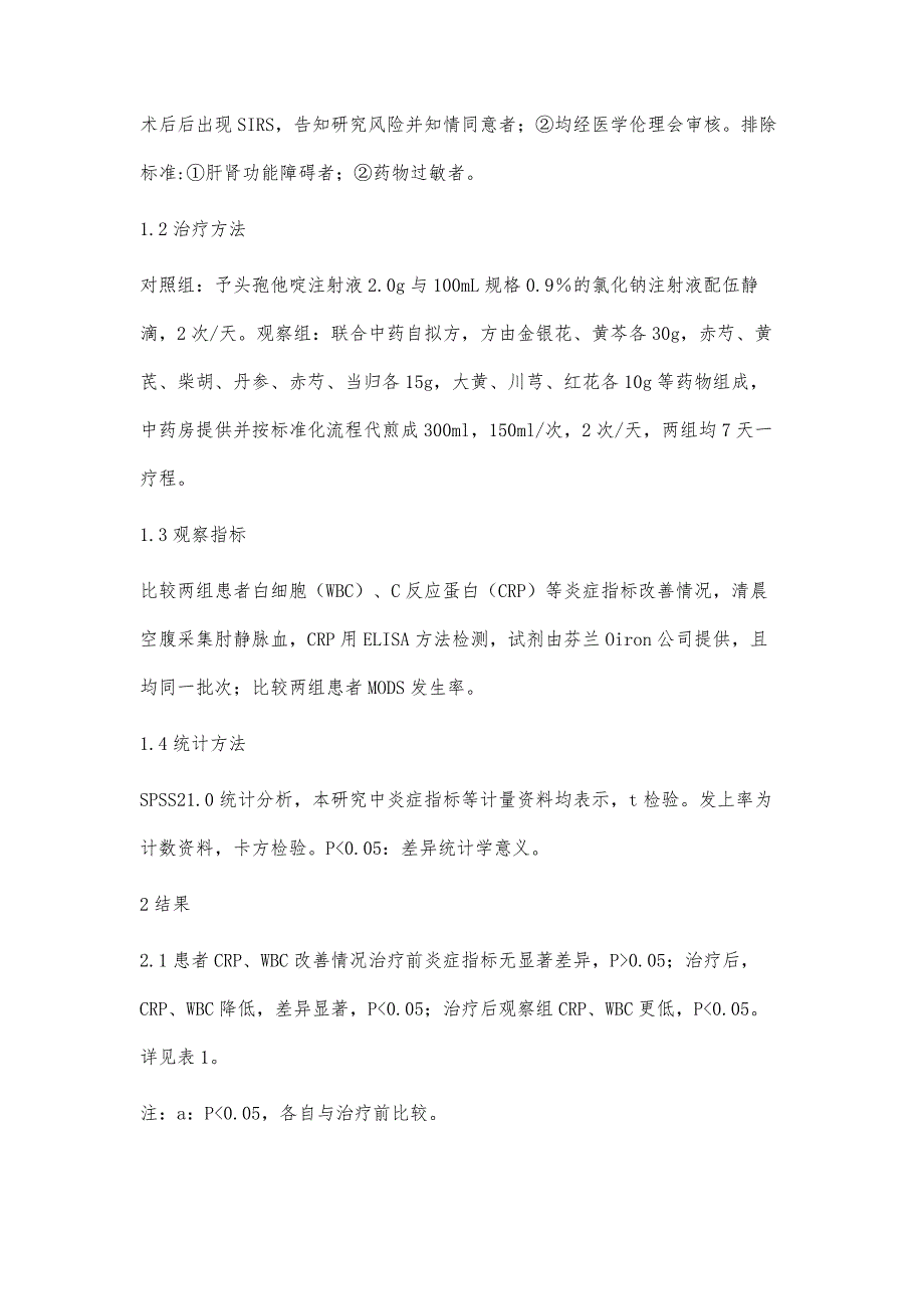 自拟中药方治疗经皮肾镜取石术后全身炎性反应综合征疗效及CRP水平影响_第3页