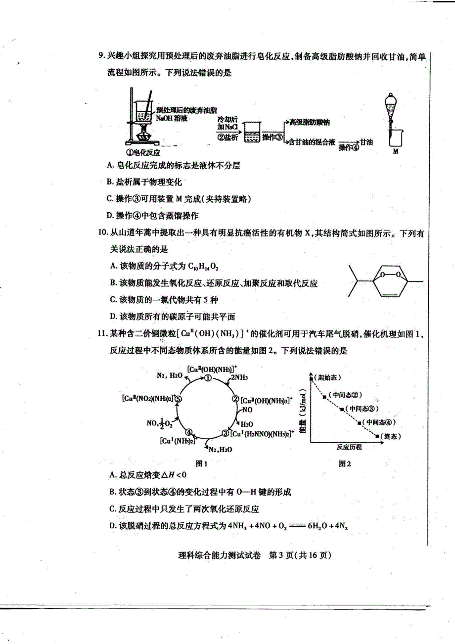 内蒙古包头市2021届高三理综下学期3月第一次模拟考试试题PDF_第3页