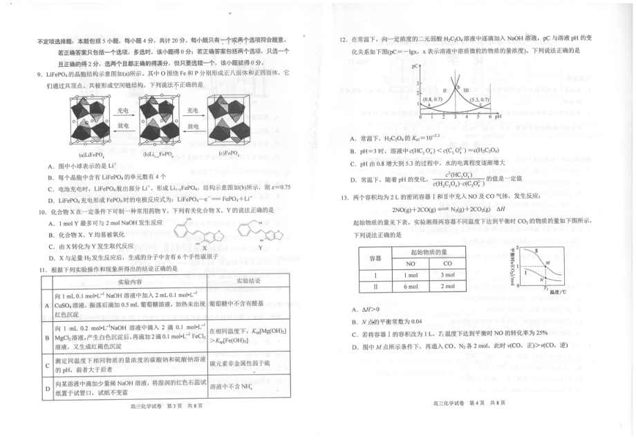 江苏省外国语学校2021届高三化学上学期期中调研考试试题PDF_第2页