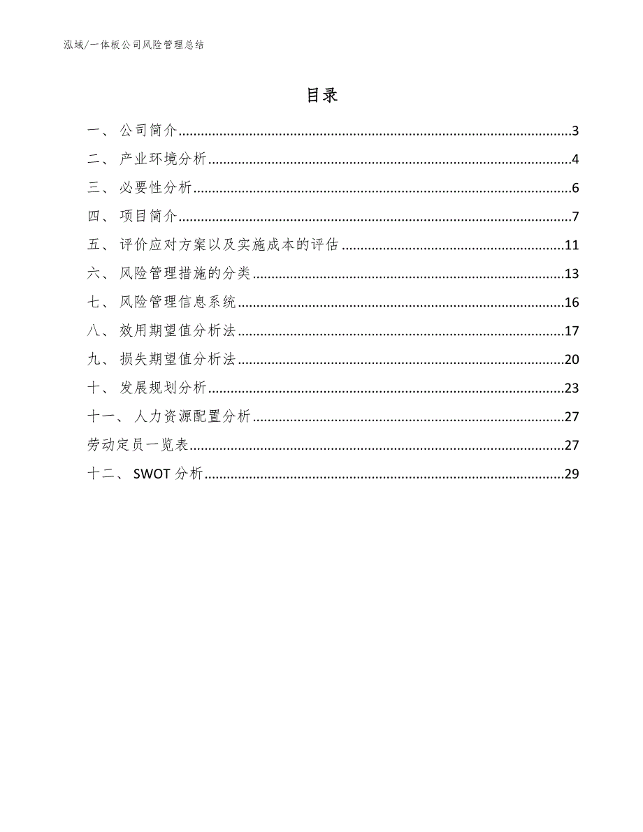 一体板公司风险管理总结_范文_第2页