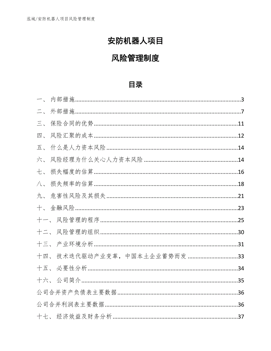 安防机器人项目风险管理制度_第1页