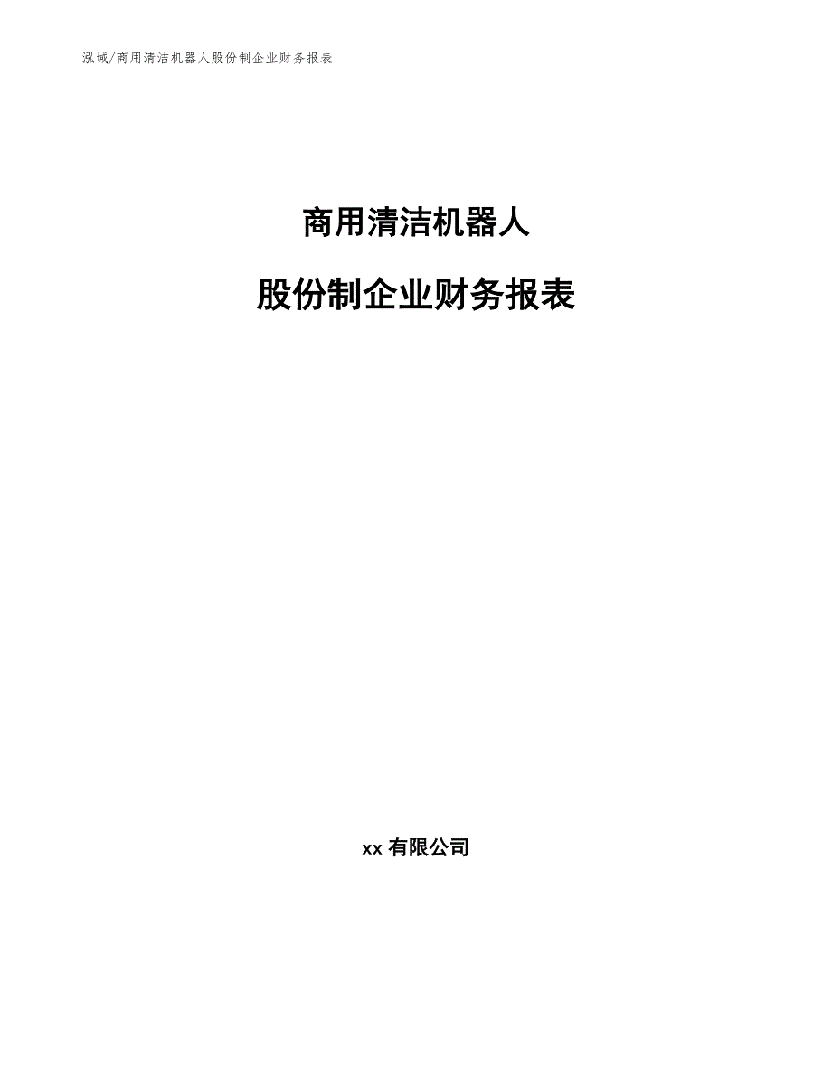 商用清洁机器人股份制企业财务报表_第1页