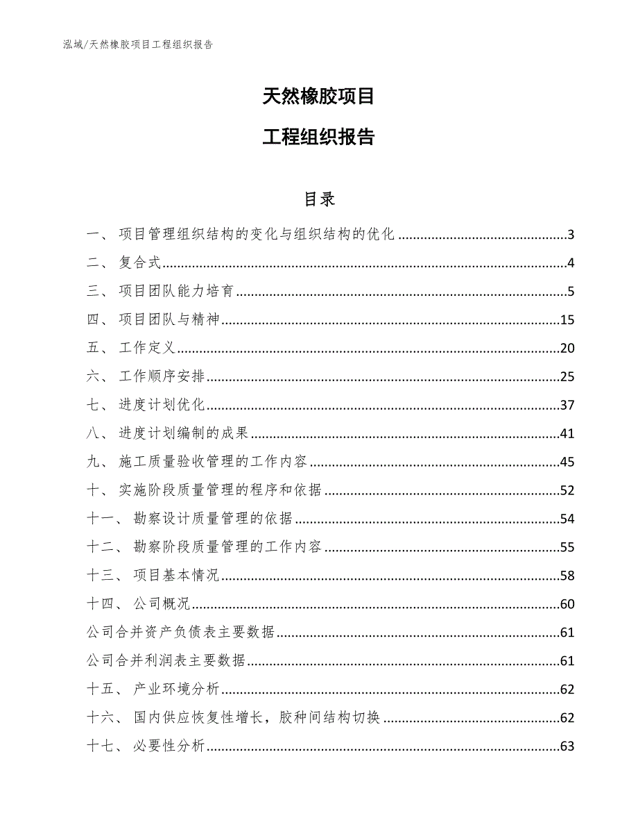 天然橡胶项目工程组织报告_第1页