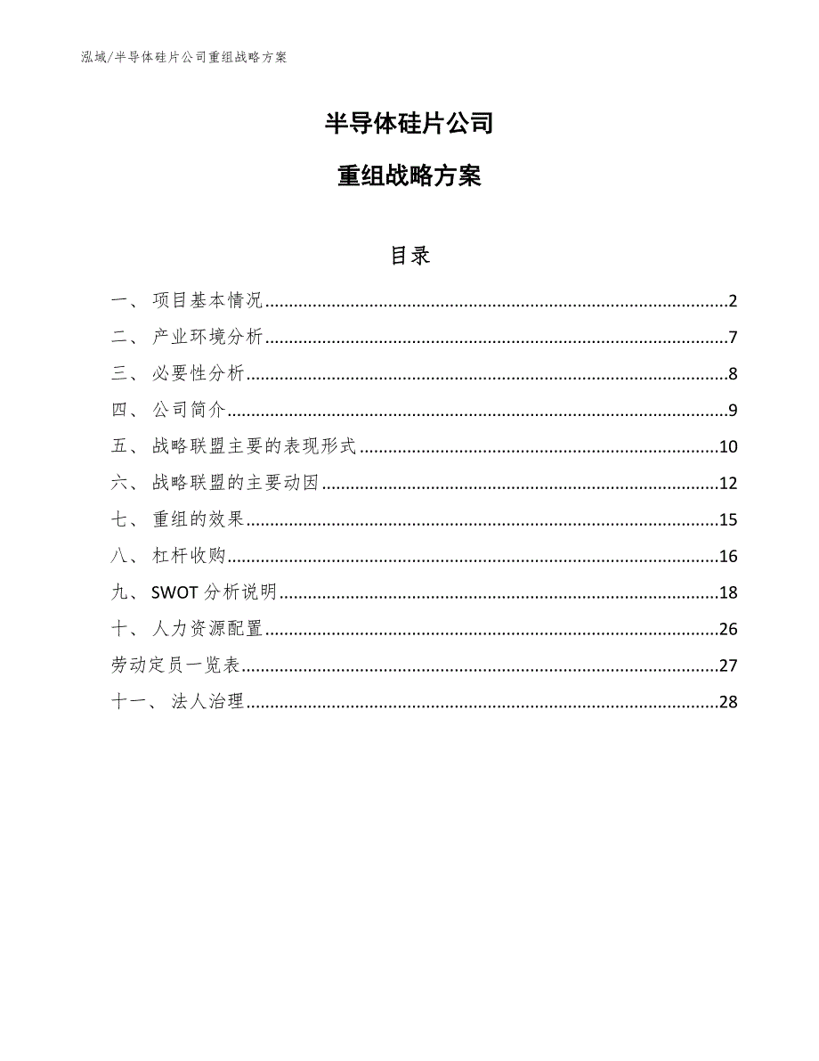 半导体硅片公司重组战略方案_第1页