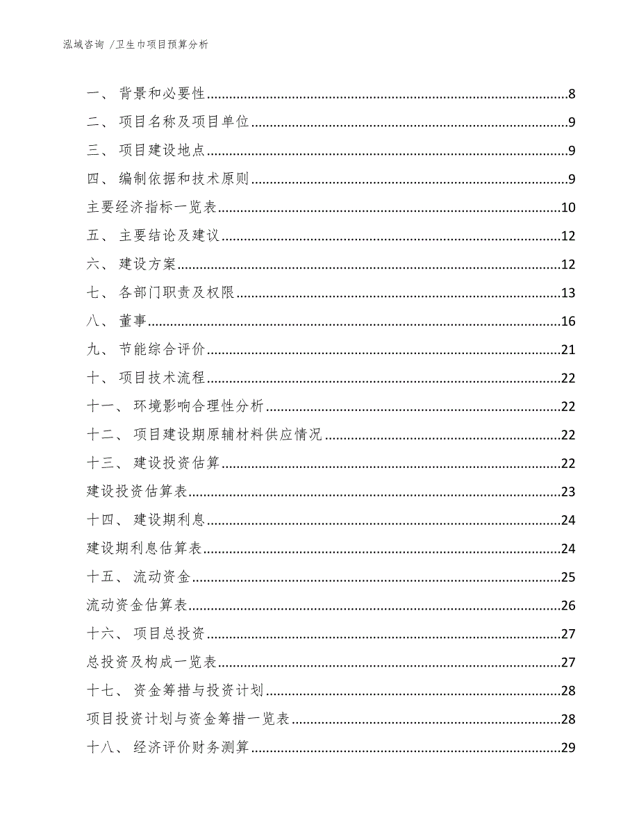 卫生巾项目预算分析_第2页