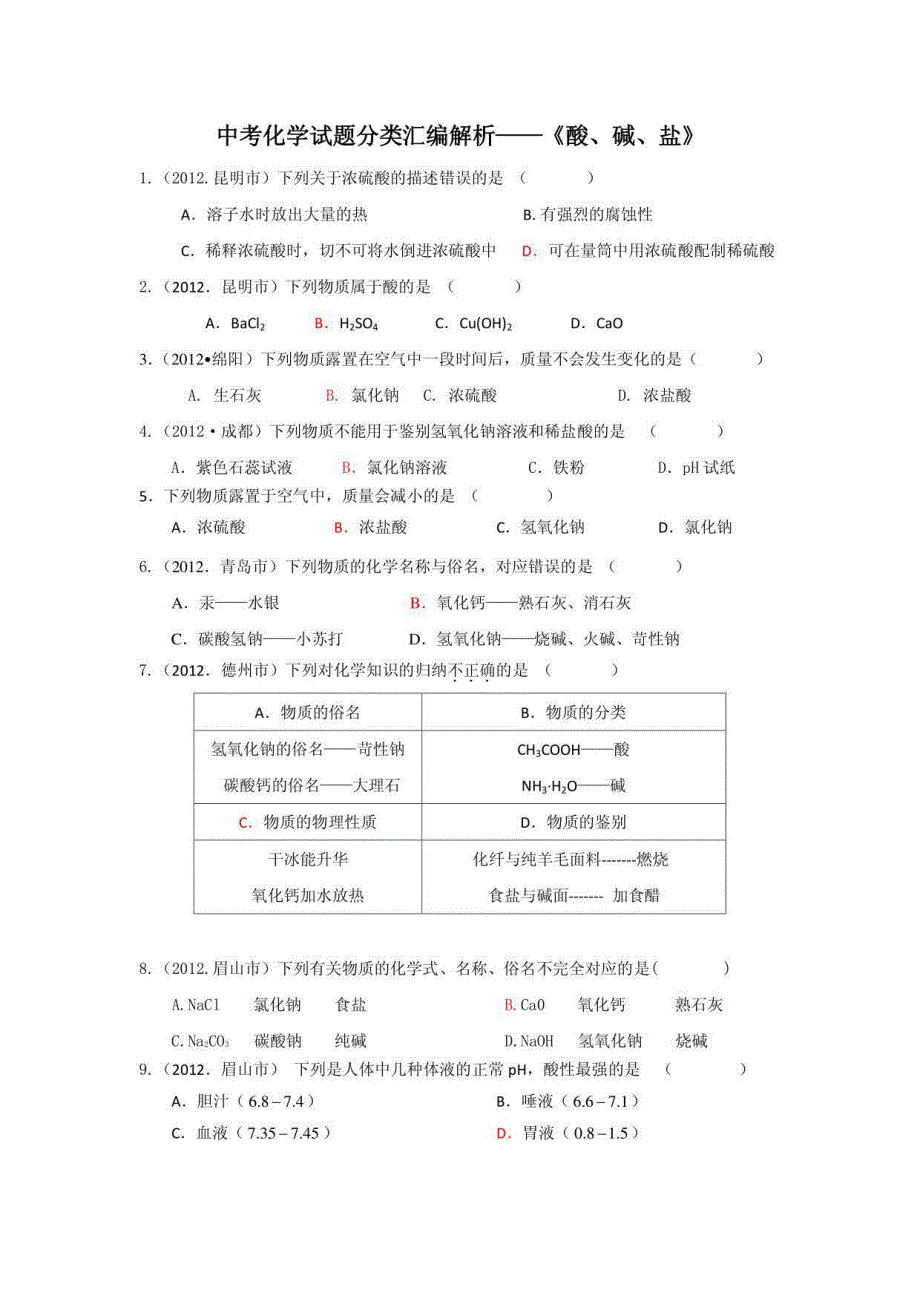 酸碱盐中考试题_第1页