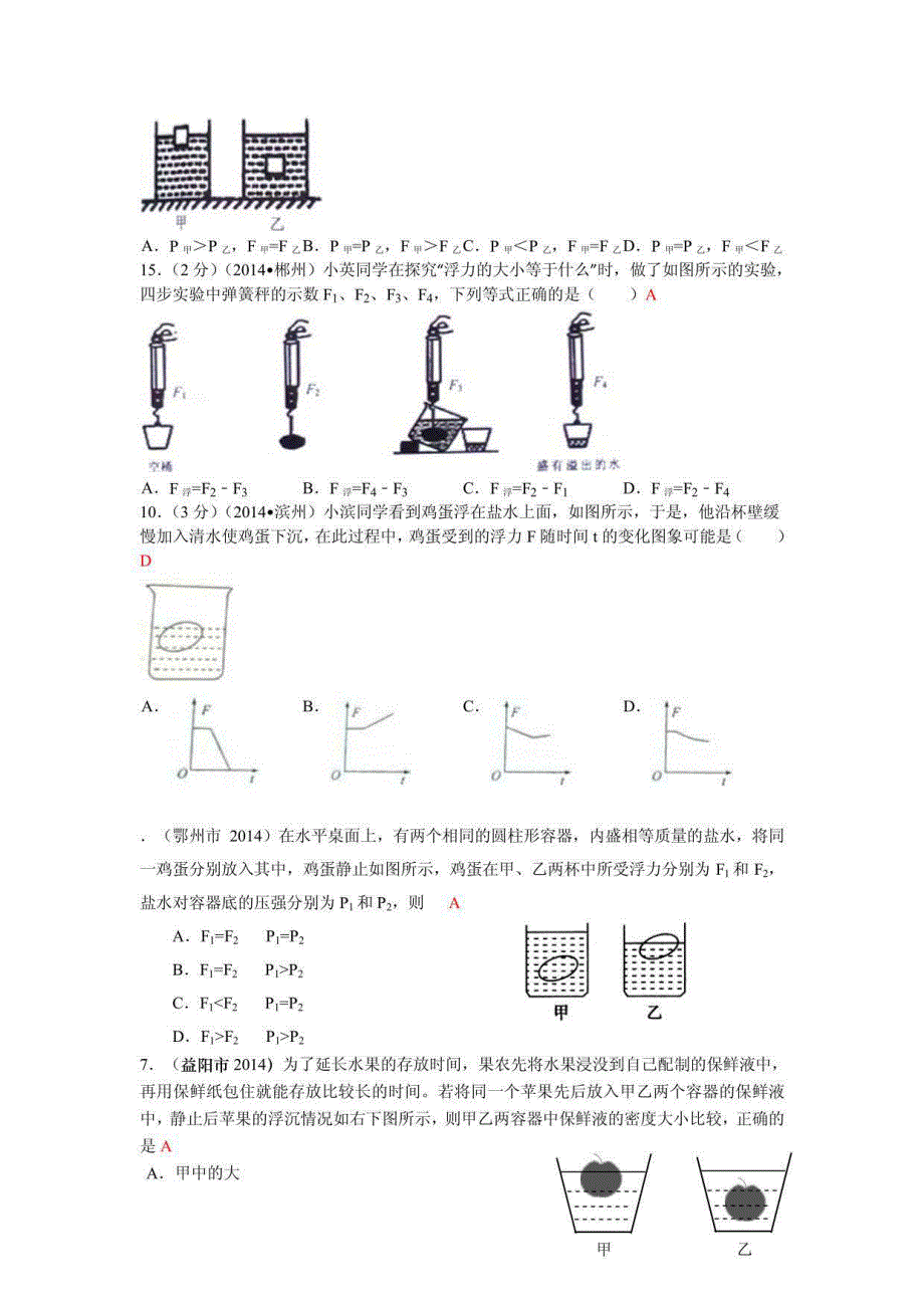 中考物理试卷分类汇编——浮力_第3页