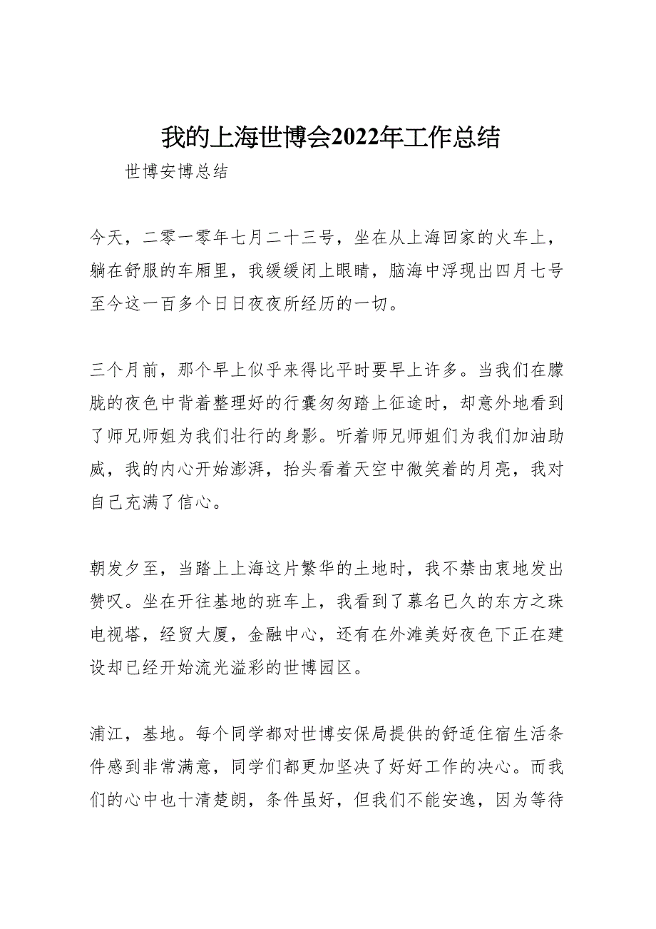 我的上海世博会2022年工作总结材料_第1页