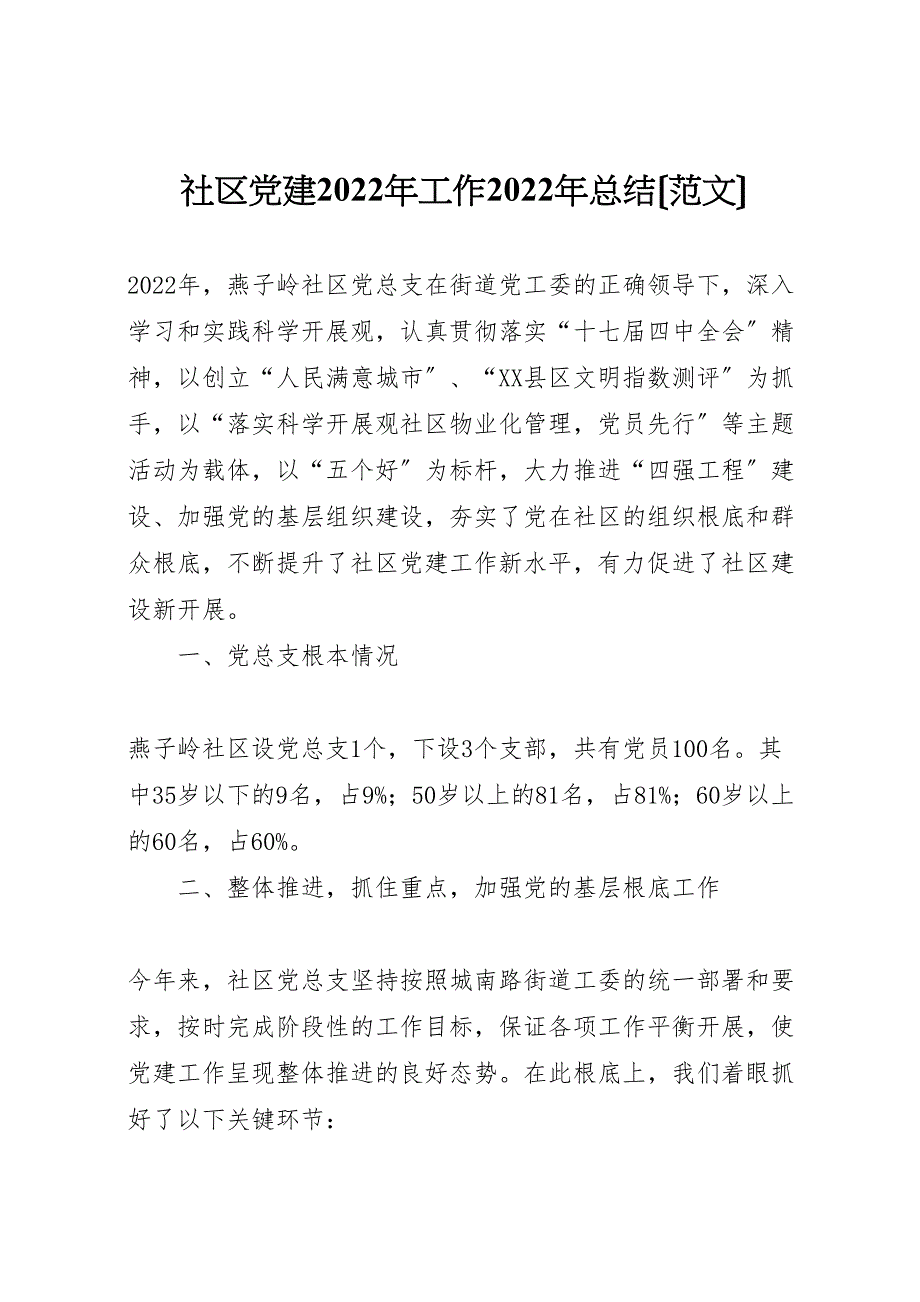 社区党建2022年工作总结范文_第1页